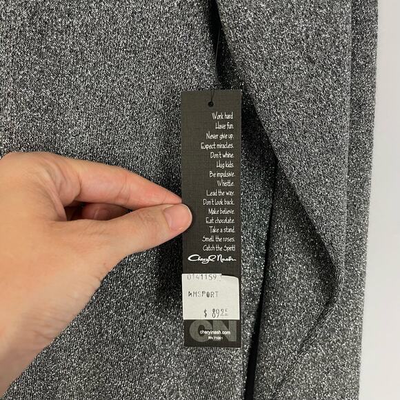 Cheryl Nash Windridge | NWT Silver Metallic Long Sleeve Top - Picture 6 of 8